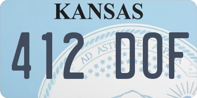 KS license plate 412DOF