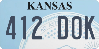 KS license plate 412DOK
