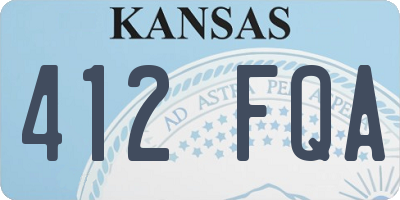 KS license plate 412FQA