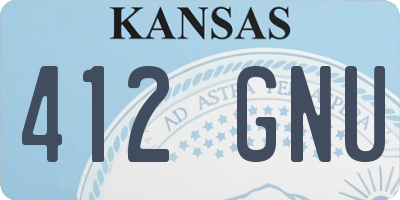 KS license plate 412GNU