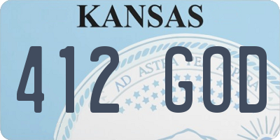 KS license plate 412GOD