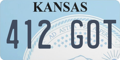 KS license plate 412GOT