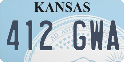 KS license plate 412GWA