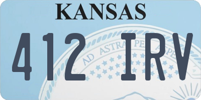 KS license plate 412IRV