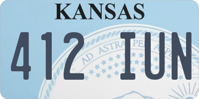 KS license plate 412IUN