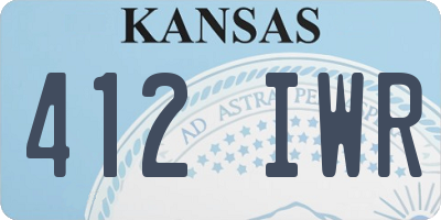 KS license plate 412IWR