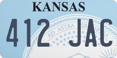 KS license plate 412JAC