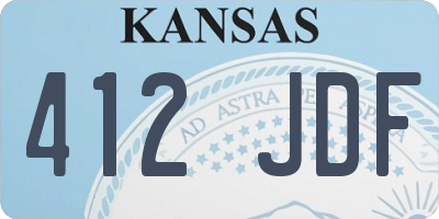 KS license plate 412JDF