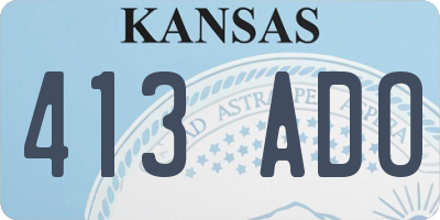 KS license plate 413ADO