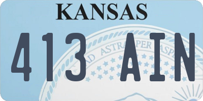KS license plate 413AIN