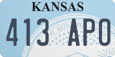 KS license plate 413APO