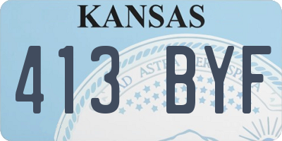 KS license plate 413BYF