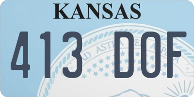 KS license plate 413DOF