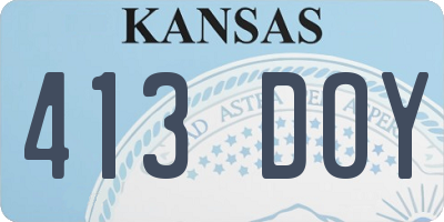 KS license plate 413DOY