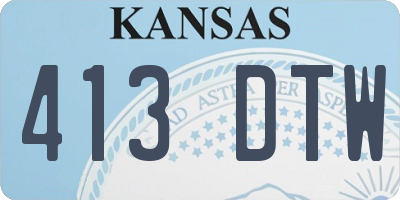 KS license plate 413DTW
