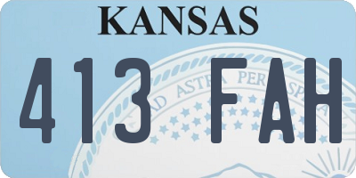 KS license plate 413FAH