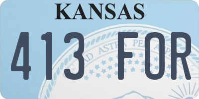 KS license plate 413FOR