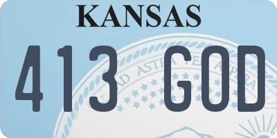 KS license plate 413GOD