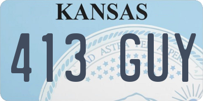 KS license plate 413GUY