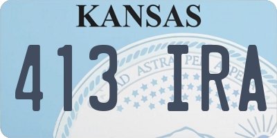 KS license plate 413IRA