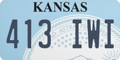 KS license plate 413IWI