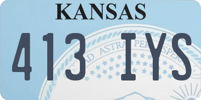 KS license plate 413IYS
