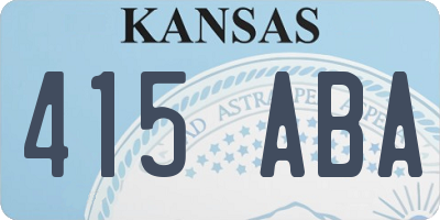 KS license plate 415ABA