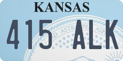 KS license plate 415ALK