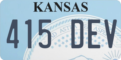 KS license plate 415DEV