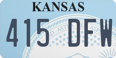 KS license plate 415DFW