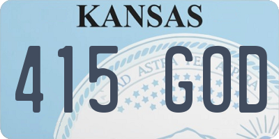 KS license plate 415GOD
