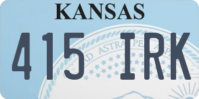KS license plate 415IRK