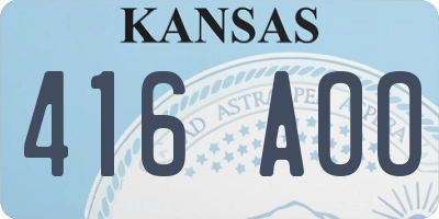 KS license plate 416AOO