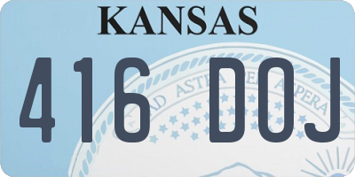 KS license plate 416DOJ