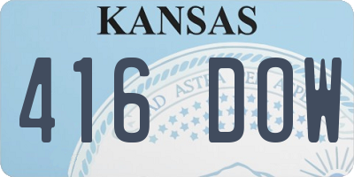 KS license plate 416DOW