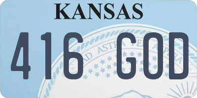 KS license plate 416GOD