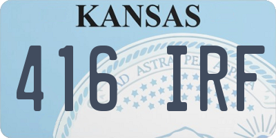 KS license plate 416IRF