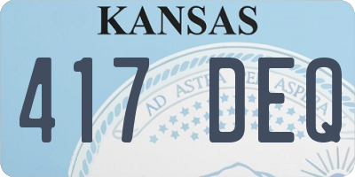 KS license plate 417DEQ
