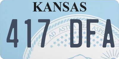 KS license plate 417DFA