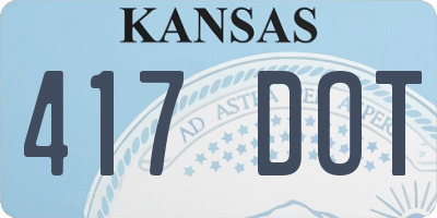 KS license plate 417DOT