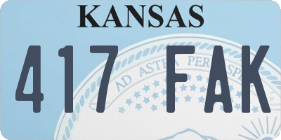 KS license plate 417FAK