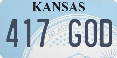 KS license plate 417GOD