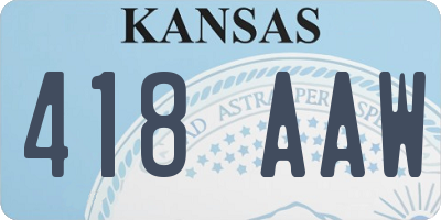 KS license plate 418AAW