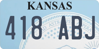 KS license plate 418ABJ