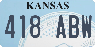 KS license plate 418ABW