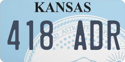 KS license plate 418ADR
