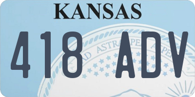 KS license plate 418ADV
