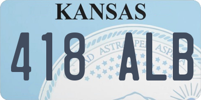 KS license plate 418ALB
