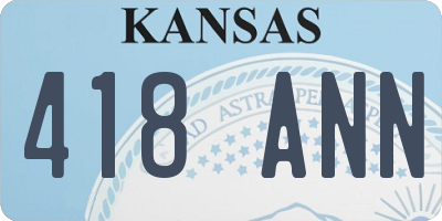 KS license plate 418ANN