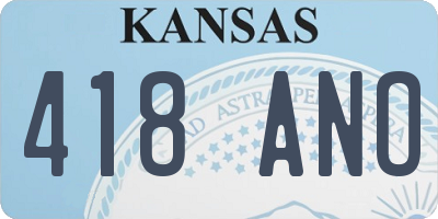 KS license plate 418ANO